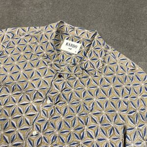 Kardo Button Up Shirt M Camp Loop Collar Abstract All Over Print Resort Retro